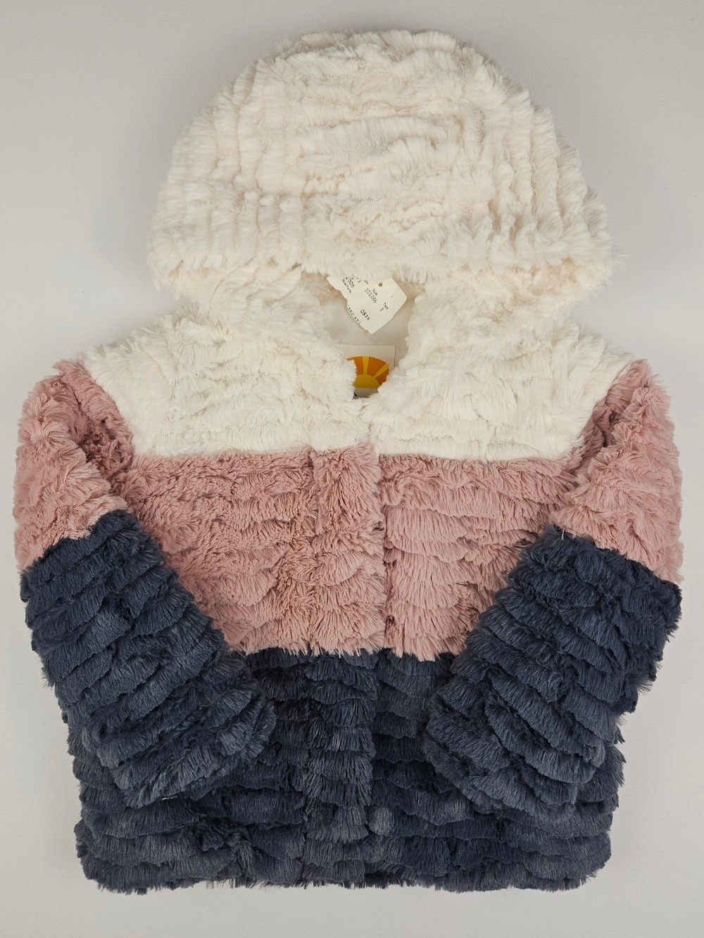 Toddler Faux Fur Hooded Jacket Coat Colorblock 2T